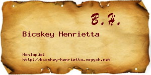 Bicskey Henrietta névjegykártya